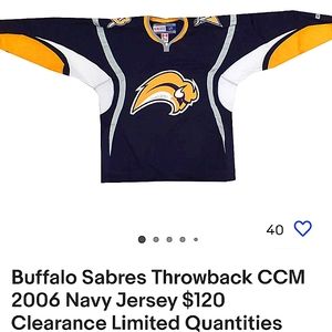 BUFFALO SABRES CCM JERSEY NWOT. M, L, XL